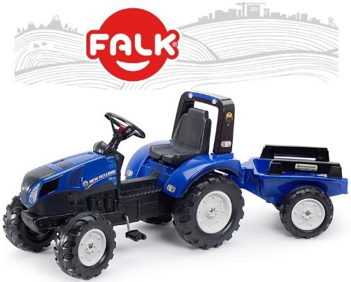 Трактор педальный с прицепом Falk 3090B New Holland синий